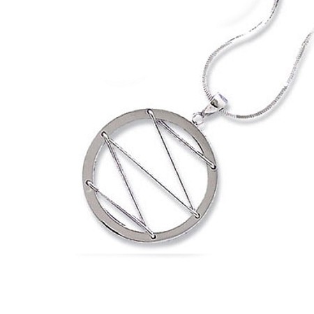 Zig-Zag Laced up Circle Pendant with Chain - Click Image to Close